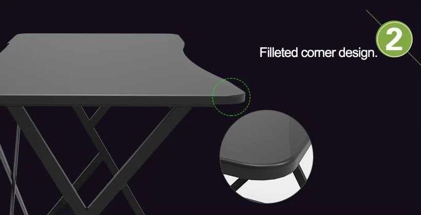 Žaidimų stalas Techly Gaming Desk for PC with Angular Ergonomic Edge, Juodas