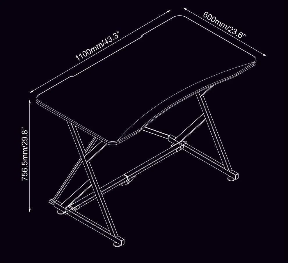 Žaidimų stalas Techly Gaming Desk for PC with Angular Ergonomic Edge, Juodas