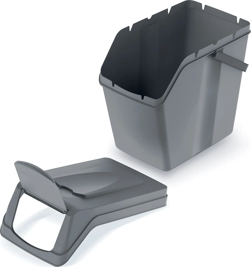 Prosperplast Rinkinys „Sortibox“ 3x25L pilkų atliekų rūšiavimo konteinerių rinkinys ISWB25S3