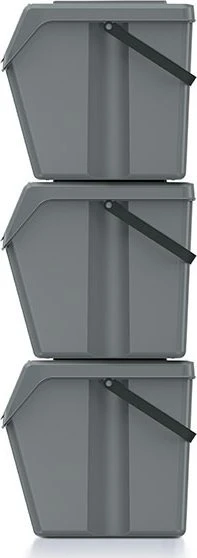 Prosperplast Rinkinys „Sortibox“ 3x25L pilkų atliekų rūšiavimo konteinerių rinkinys ISWB25S3