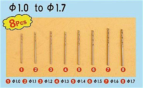 Grąžtas Trumpeter precizinių grąžtelių rinkinys 8 vnt. 1,0–1,7 mm (09955)