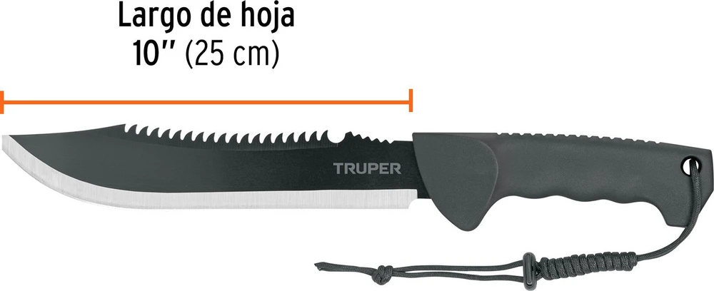 Truper mačetė su pjūklu. Ilgis 25cm. Patogi neslystanti rankena. Saugus medžiaginis deklas