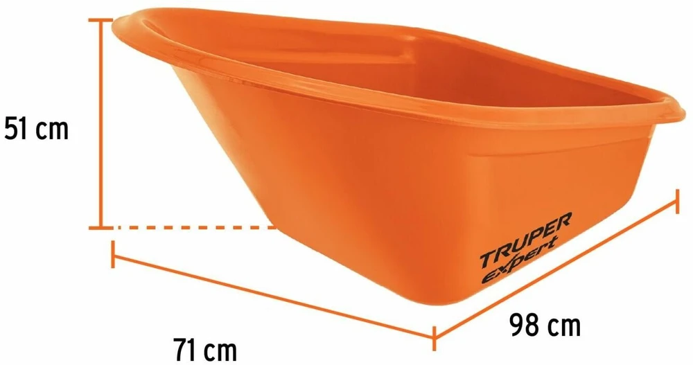 Truper Expert 120L profesionalus dviejų ratų karutis su HDPE plastikine talpa