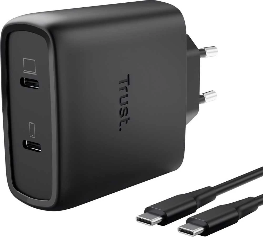 Trust Maxo GaN 65W 2xUSB-C juoda