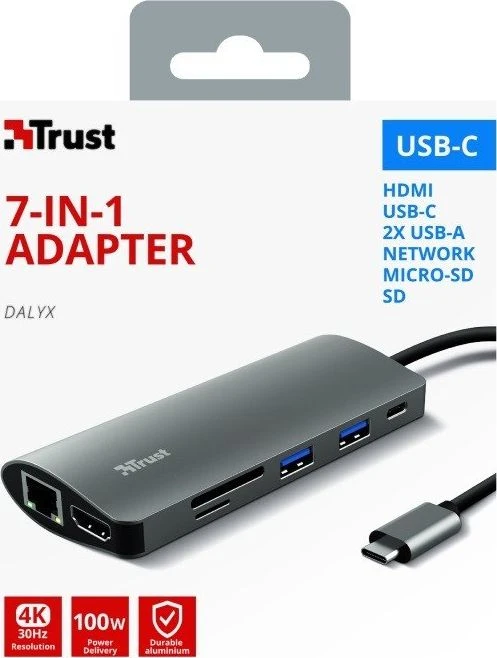 Trust Pasitikėkite Dalyx 7in1 USB-C kelių prievadų adapteriu (TR-23775)