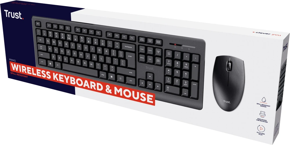 Klaviatūra ir pelė Kit Trust Primo Wireless Desktopset DE