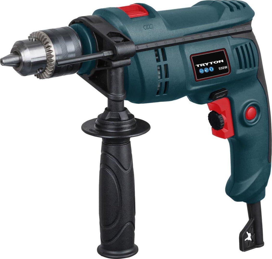 Tryton Gręžtuvas 550 W smūginis gręžtuvas su 13 mm kairiuoju/dešiniuoju raktu griebtuvu