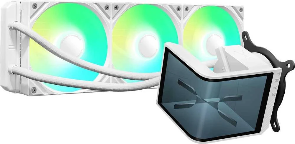TRYX PANORAMA SE ARGB 360 All-in-One Liquid Cooler, 3D-AMOLED Ekranas – 360mm, baltos spalvos