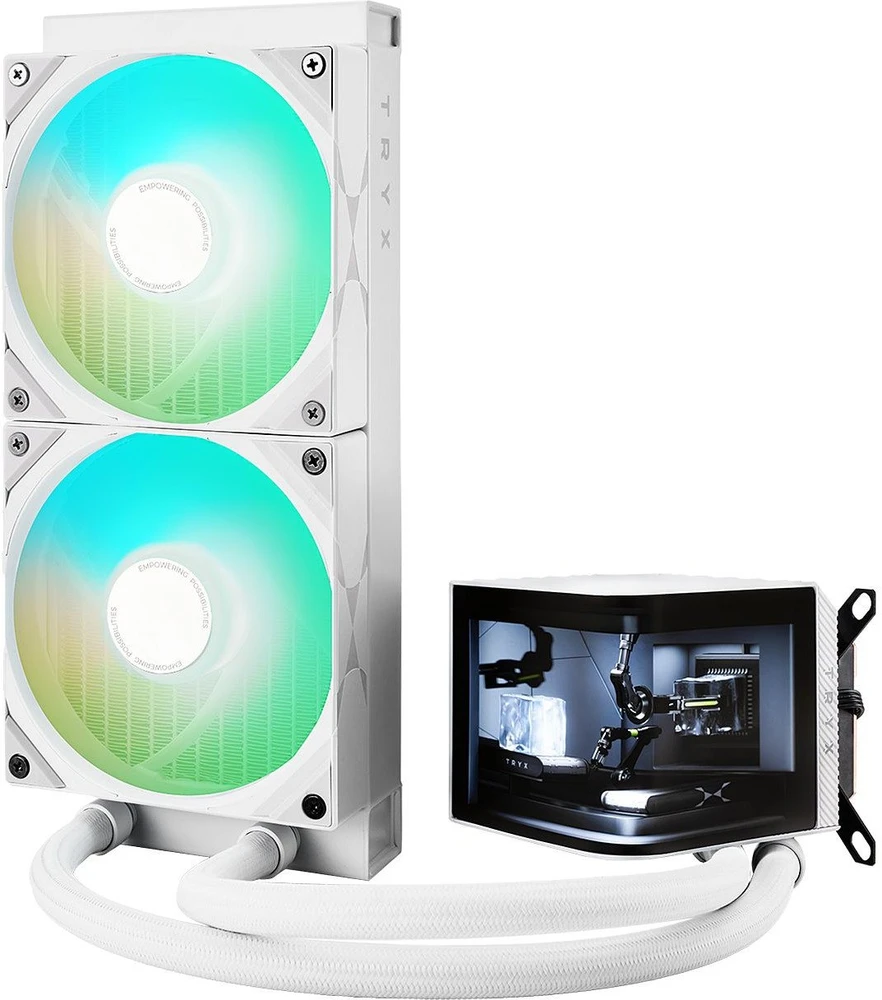 TRYX PANORAMA ARGB 240 All-in-One Liquid Cooling, 3D-AMOLED Ekranas – 240mm, baltos spalvos