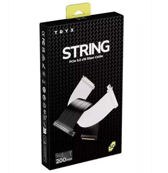 Vaizdo plokštė TRYX STRING PCIe 5.0 x16 Riser Cable, 200mm – juodas