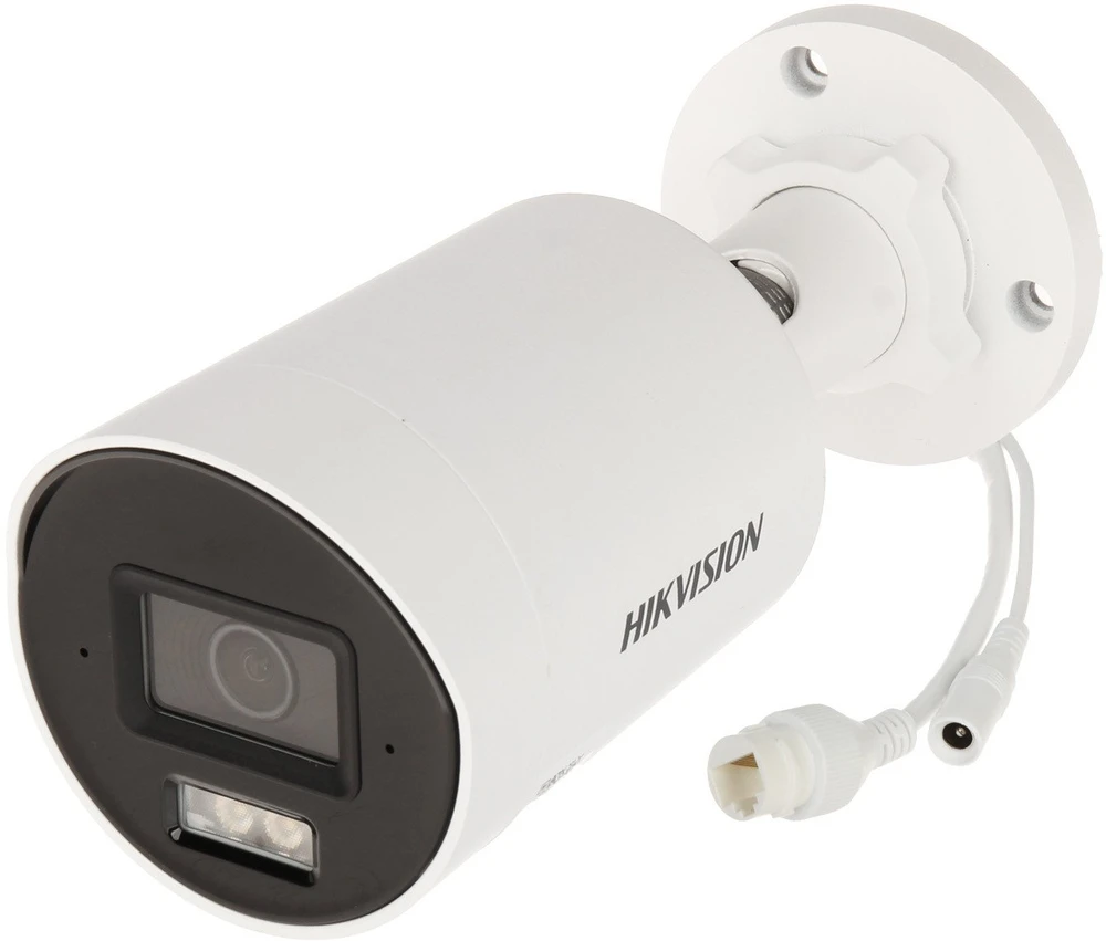 „Hikvision Bullet DS-2CD2047G3-LI2UY/SRB F2.8“ (balta, 4MP, hibridinis apšvietimas, IR+LED 40m, „ColorVu“)