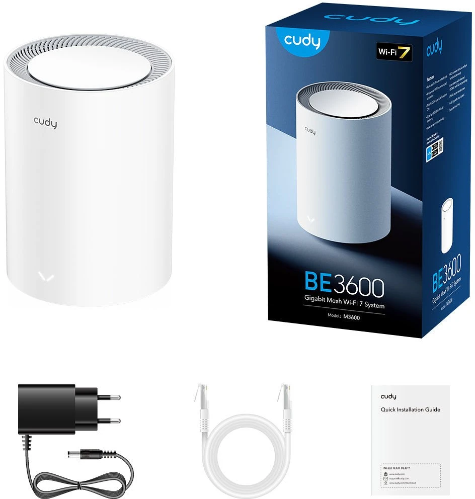 Maršrutizatorius Cudy M3600 dviejų dažnių (2,4 GHz / 5 GHz) „Wi-Fi 7“ (802.11be) „Baltas 3“ vidinis