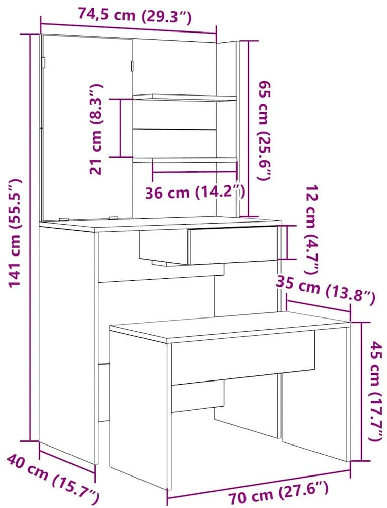 tualetinio staliuko komplektas Old Wood Engineered Wood