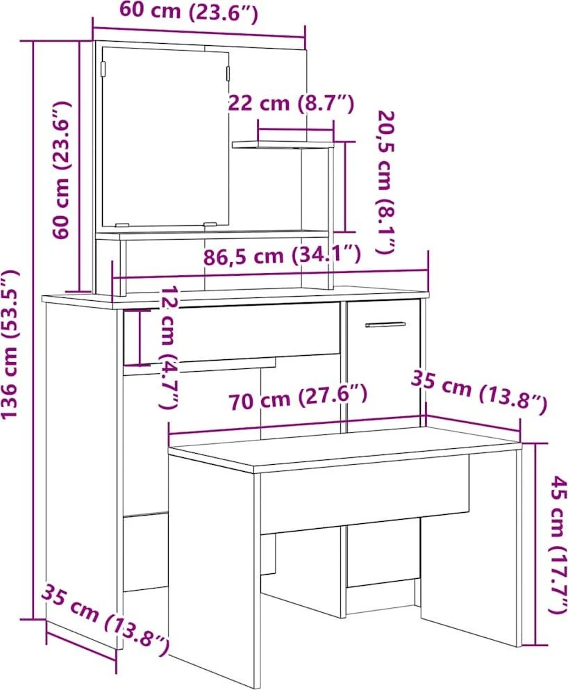 tualetinio staliuko komplektas Old Wood Engineered Wood