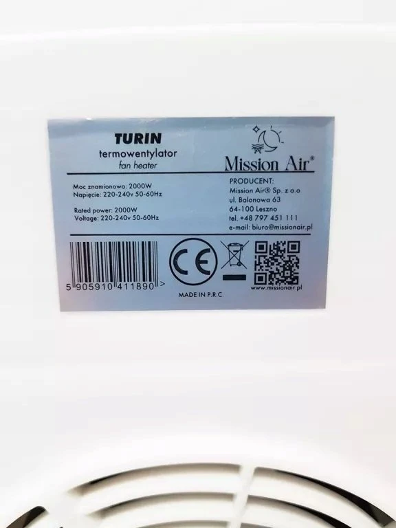 ACV Mission Air Turin 2000 W juoda-balta