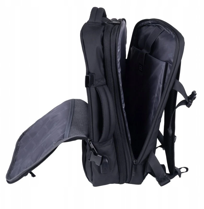 Turistinė kuprinė 4kom.pl Kuprinė DONAU TRAVEL Prague, 17'', 32l, USB + kabelis, juoda