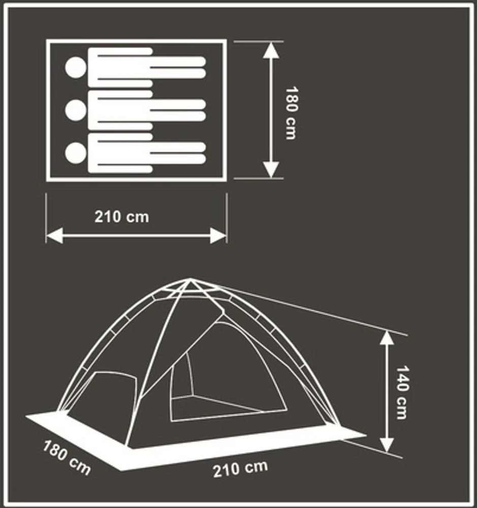 Enero Camp Trivietis automatinis palapinė 2 in 1