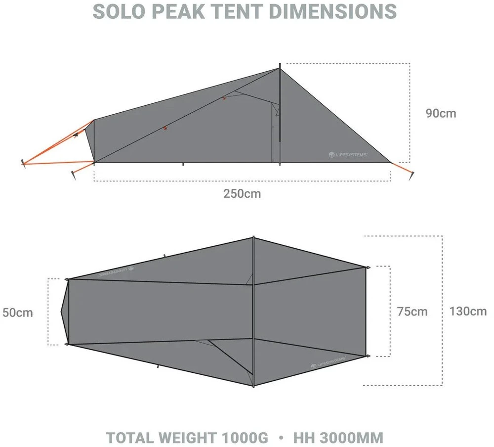 Italija Lifesystems Solo Peak Tent – ultralengva 1 vietos turistinė palapinė (1kg)