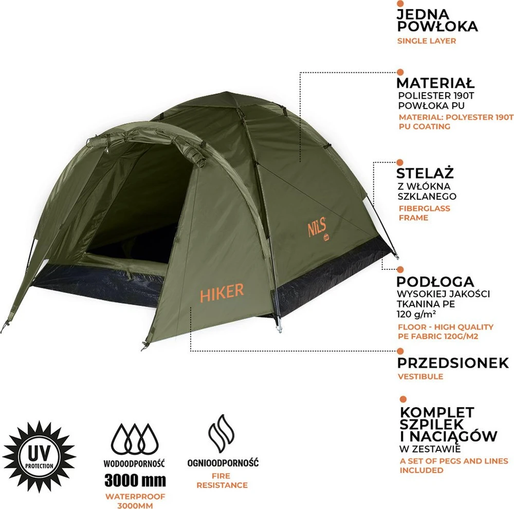 Nils Extreme Stovyklavimo palapinė Nils Camp Hiker NC6010, chaki