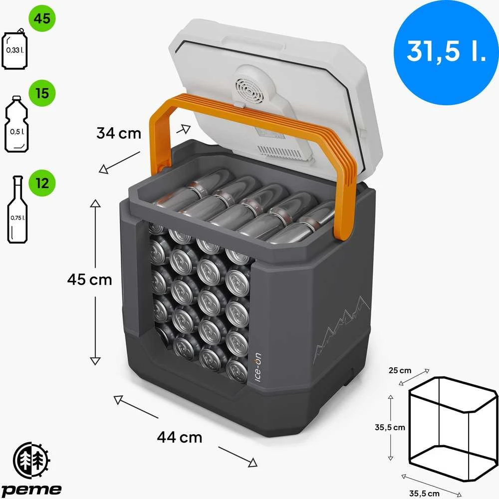 Peme ledinis Trip 33L šaldytuvas su Adventure Oranžinis Bluetooth garsiakalbiu (Ekspozicinė prekė)