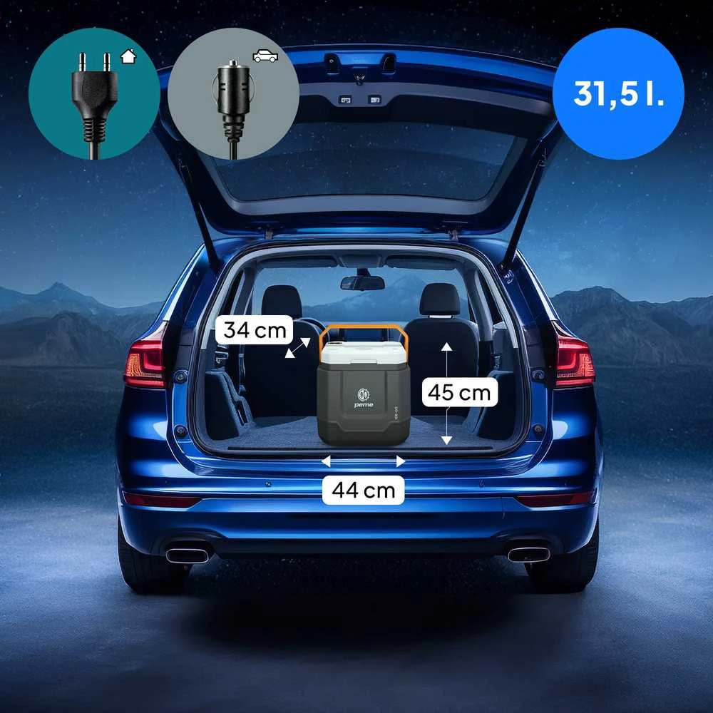 Peme Ice-on Trip šaldytuvas automobilio bagažinėje