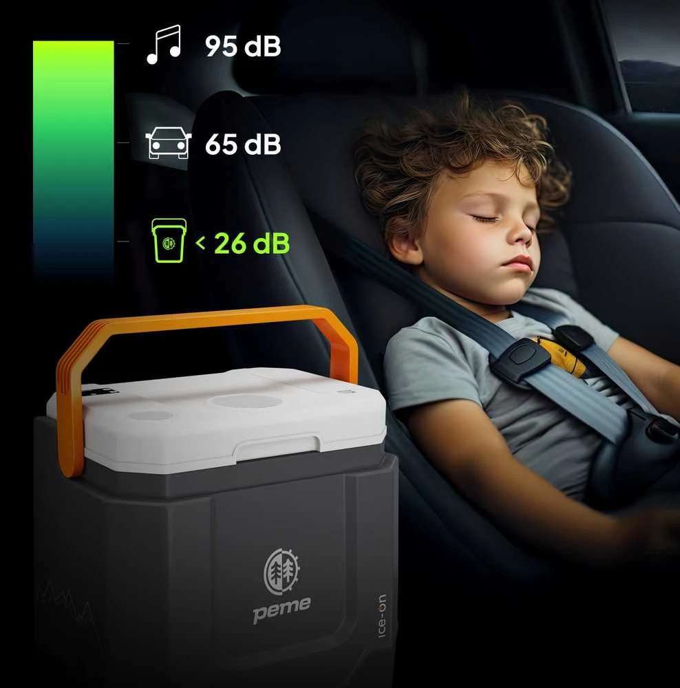 Peme Ice-on Trip šaldytuvas: tylus veikimas automobilyje