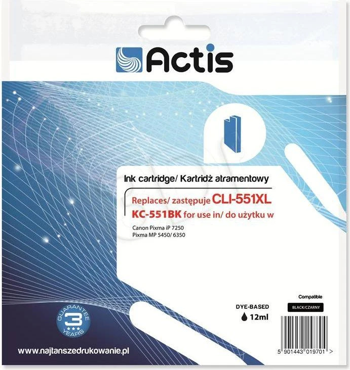Rašalo Kasetė - Actis KC-551Bk, Juoda