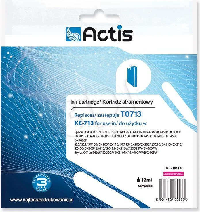 Actis Rašalo Kasetė - Epson T0713 Raudona
