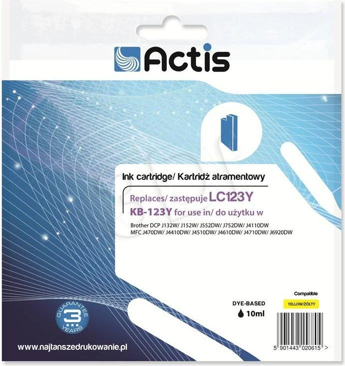Rašalo Kasetė - Actis KB-123Y / Geltona 10 ml