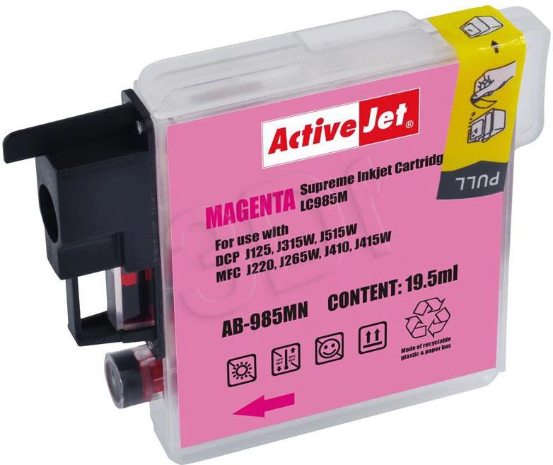 Rašalo Kasetė - Activejet AB-985MN (Brother LC985M Pakaitalas; Supreme; 19,5 ml; Raudonos Spalvos)