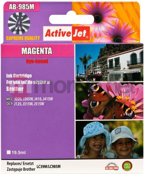 Rašalo Kasetė - Activejet AB-985MN (Brother LC985M Pakaitalas; Supreme; 19,5 ml; Raudonos Spalvos)