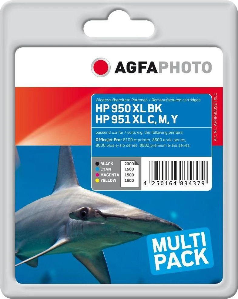 AgfaPhoto Ink APHP950SETXLC / 950XL/951XL Rašalas (žydra, purpurinė, geltona, juoda)