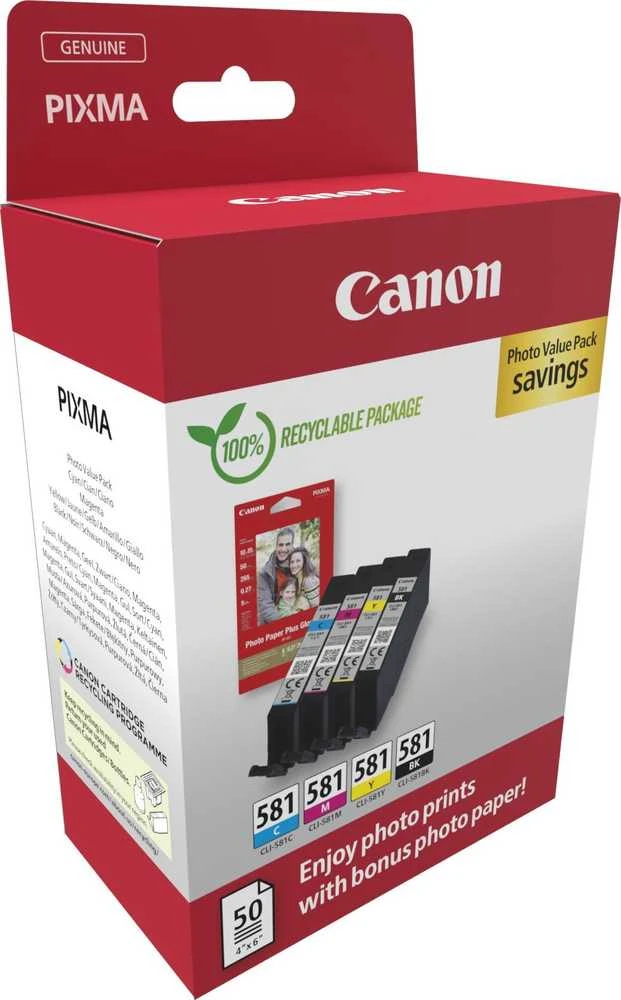 Canon CLI-581 | Rašalo kasetė + fotopopierius | Sudėtinė pakuotė