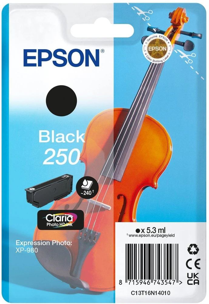 Tusz Epson 250 - 5.3 ml - juoda - original - opakowanie blistrowe - kartridż su tuszem - do P/N: C11CL95402
