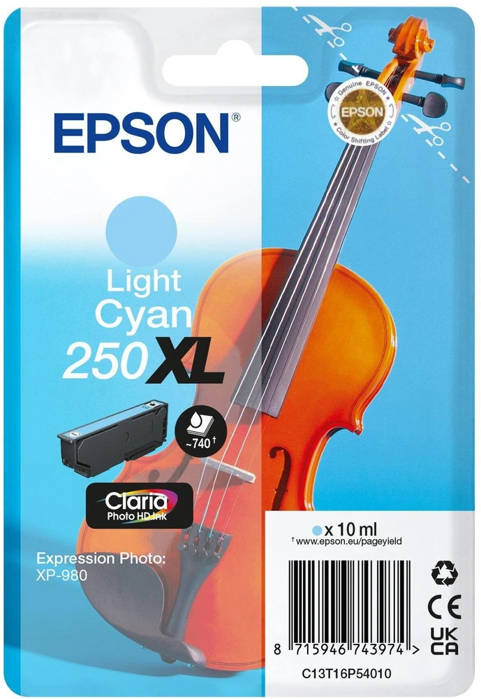 Tusz Epson 250XL - 10 ml - XL - hell Cyan - original - opakowanie blistrowe - kartridż su tuszem - dla P/N: C11CL95402
