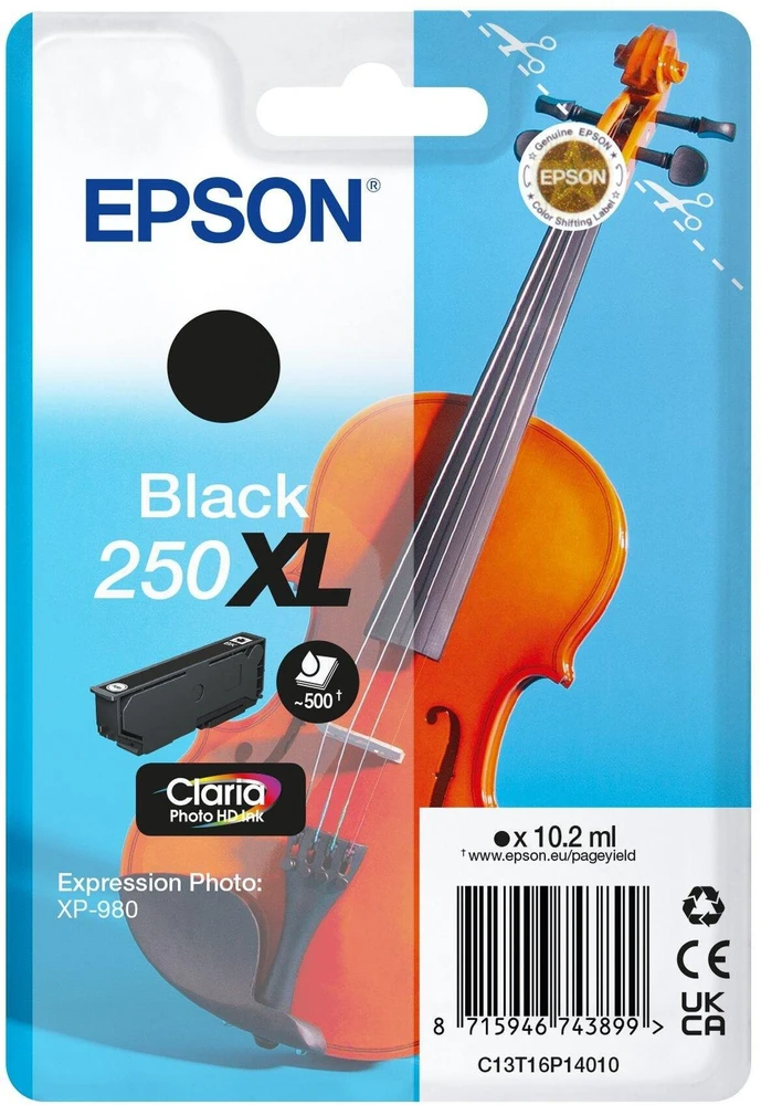 Tusz Epson 250XL - 10.2 ml - XL - juoda - original - opakowanie blistrowe - Tintenpatrone - do P/N: C11CL95402
