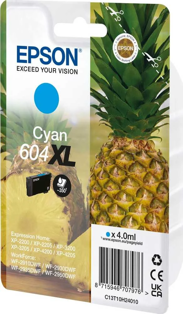 „Tusz Epson 604XL“ – 4 ml – žydra – originali – lizdinė pakuotė su RF / garsiniu signalu – rašalo kasetė – skirta „Expression Home XP-2200“, „2205“, „3200“, „3205“, „4200“, „4205“, „WorkForce WF-2910“, „2930“, „2935“, „2950“ spausdintuvams
