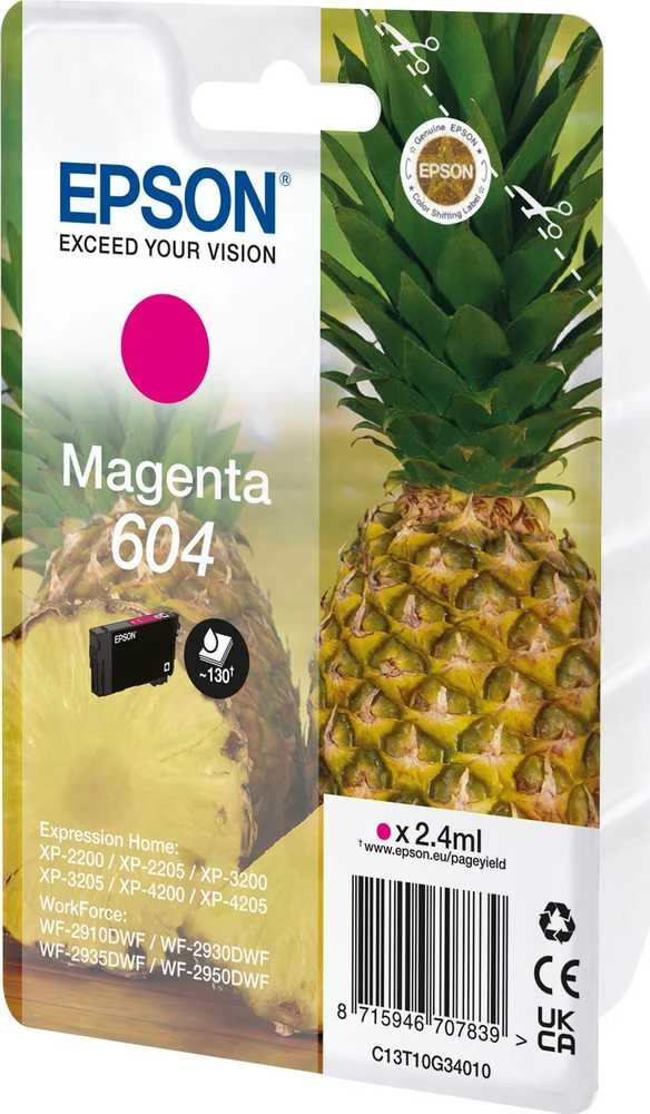 „Tusz Epson 604“ – 2,4 ml – rausvai raudona – originali – lizdinė pakuotė su RF / garsiniu signalu – rašalo kasetė – skirta „Expression Home XP-2200“, „2205“, „3200“, „3205“, „4200“, „4205“, „WorkForce WF-2910“, „2930“, „2935“, „2950“