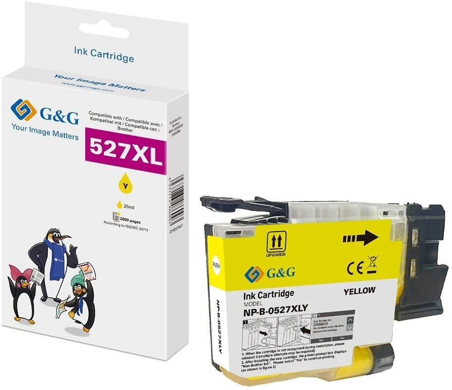 G&G rašalas rašalo kasetė 1 vnt. Pakaitinis Didelis (XL) našumas geltona (22064)