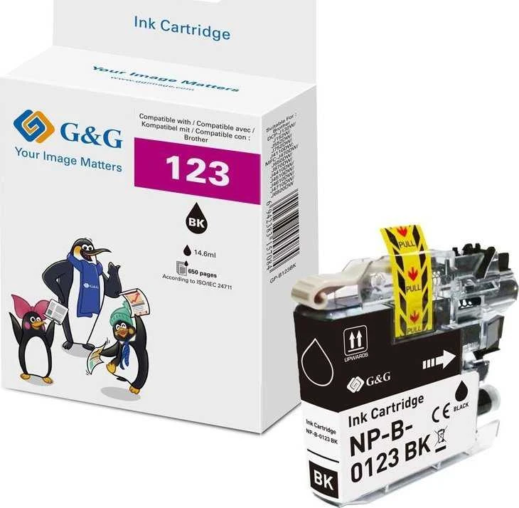 G&G kompatybilny ink / tusz su LC-123BK, NP-B-0123XLBK, juodas, 600s