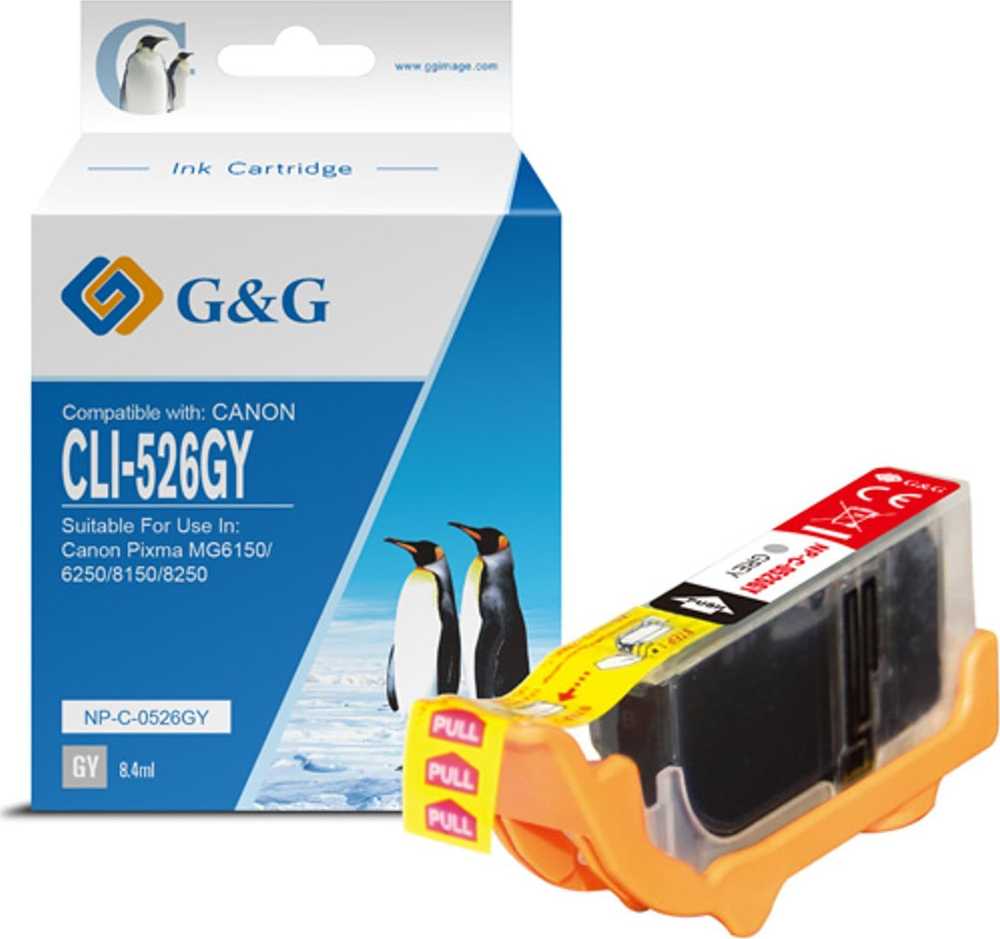 G&G kompatybilny ink / tusz su CLI526GY, NP-C-0526GY, 4544B001, pilkas, 8.4ml
