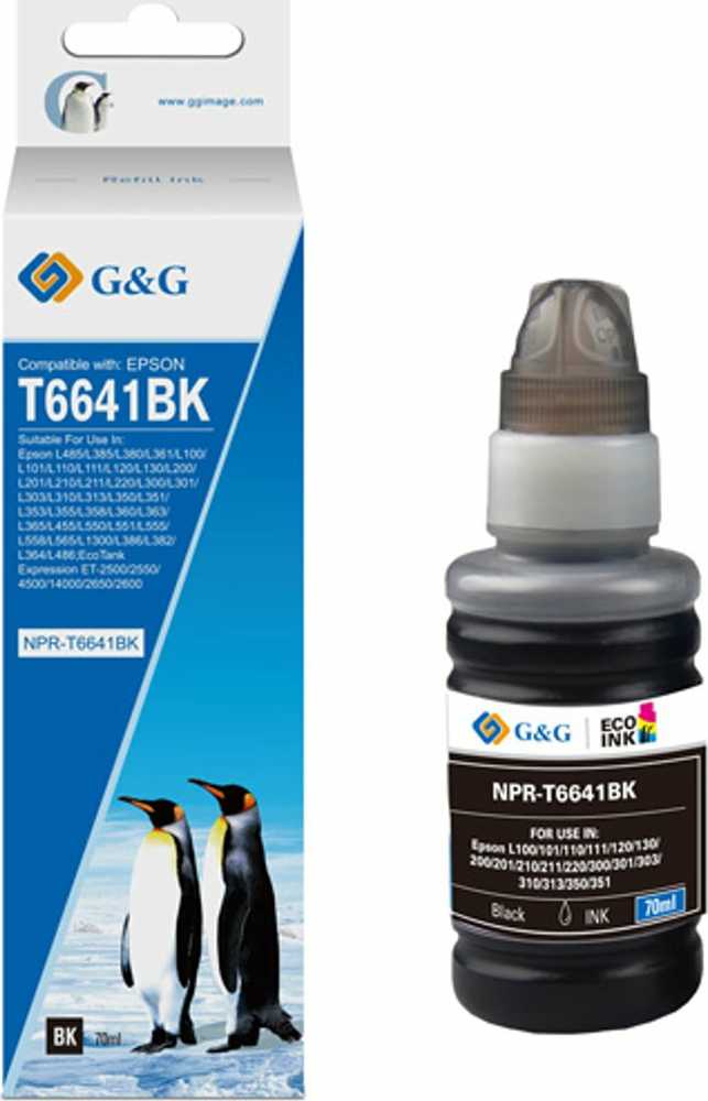 G&G kompatybilny ink / tusz su C13T66414A, NPR-T6641BK-70ml-D, juodas
