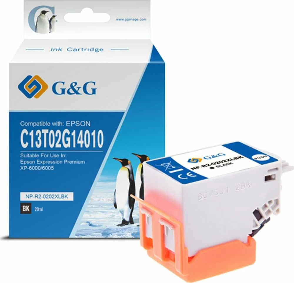 G&G kompatybilny ink / tusz su C13T02G14010, NP-E-0202XLBK, juodas