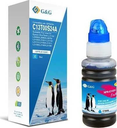 Su G&G suderinamas rašalas / rašalas su C13T00S24A, NPR-E103C-70ml-B, žalsvai mėlyna
