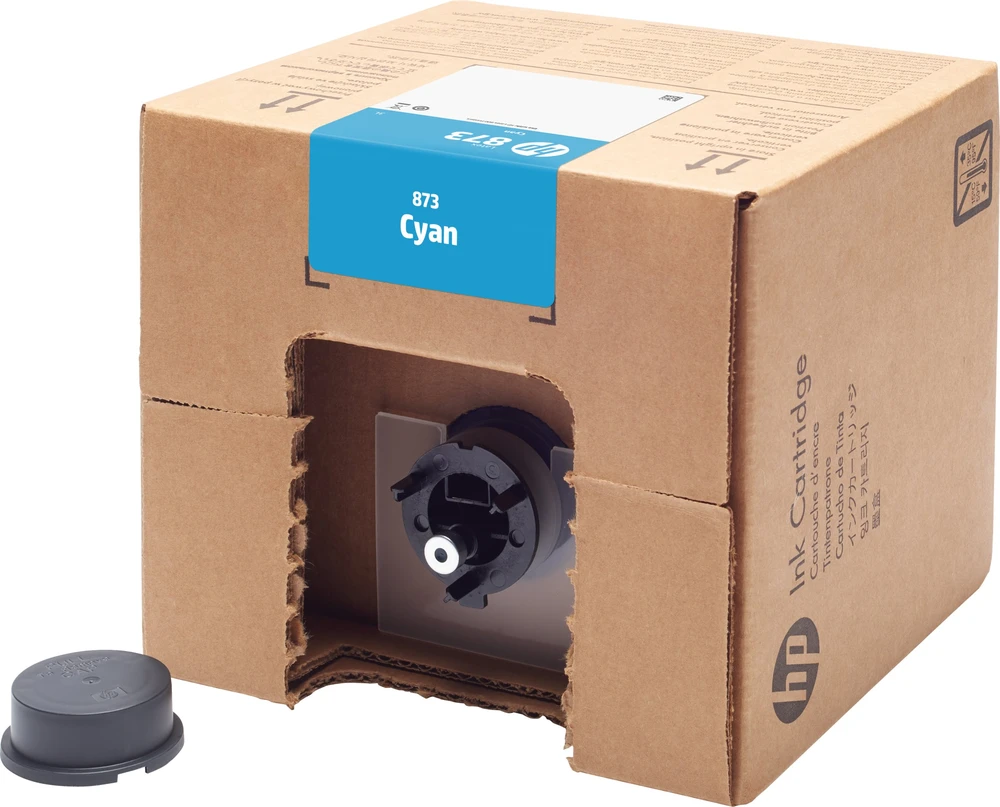 HP 873 3 litrų talpos žydro latekso rašalo kasetė, standartinio našumo, žydras, latekso pagrindo rašalas, 3000 ml, 1 vnt., vienos pakuotės
