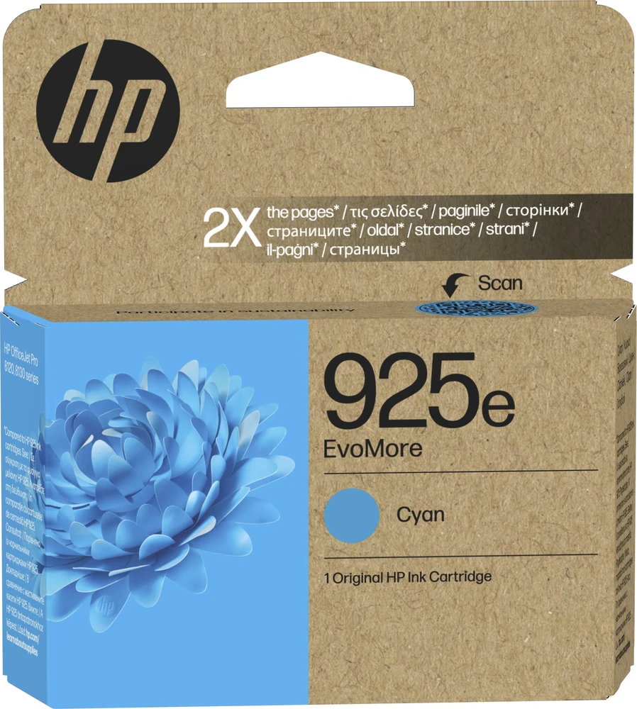 Tusz HP 925e EvoMore Cyan Original Ink Cartridge Cyan 800 stron (4K0W0PE#LS1)