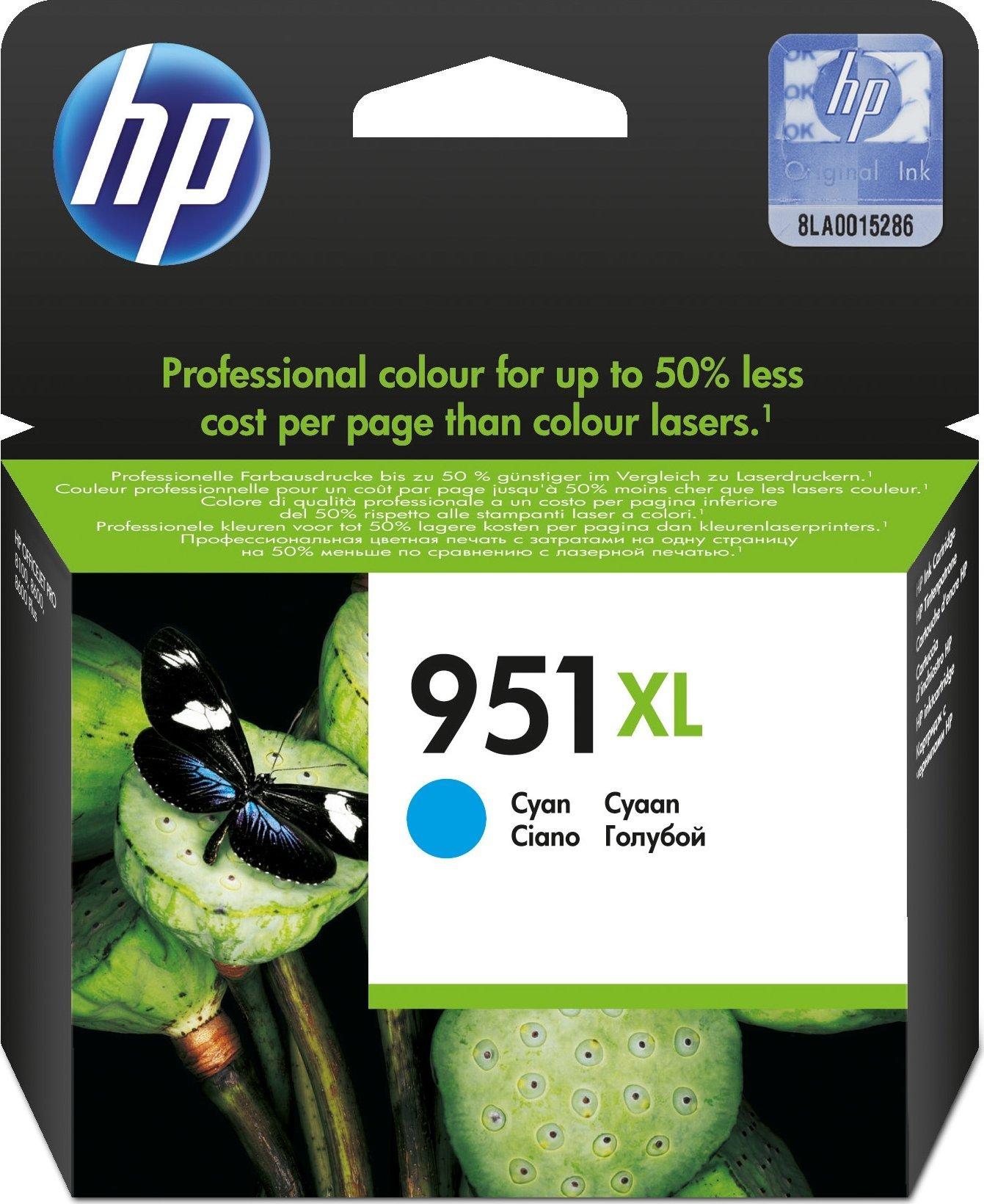 Hewlett Packard (HP) Originali HP 951XL rašalo kasetė žalsvai mėlyna didelės talpos 1500 puslapių 1 pakuotės Officejet