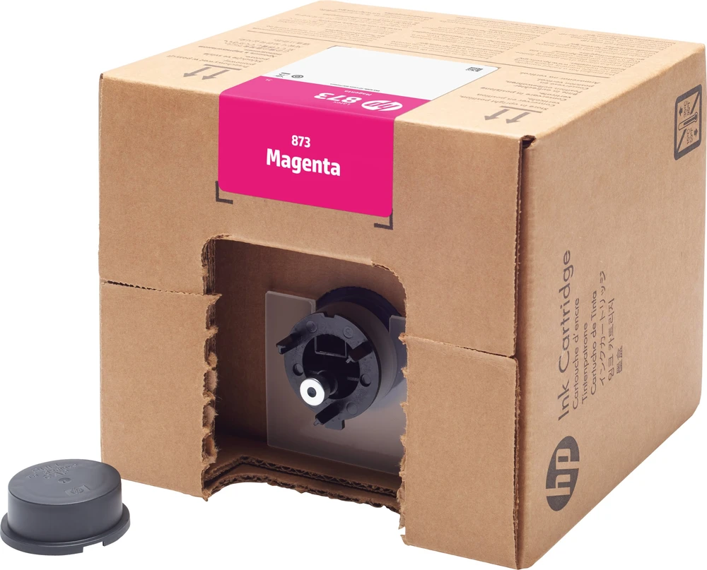 HP 873 3 litrų talpos rausvai violetinės spalvos latekso rašalo kasetė, standartinio našumo, rausvai violetinė, latekso pagrindo rašalas, 3000 ml, 1 vnt., vienos pakuotės