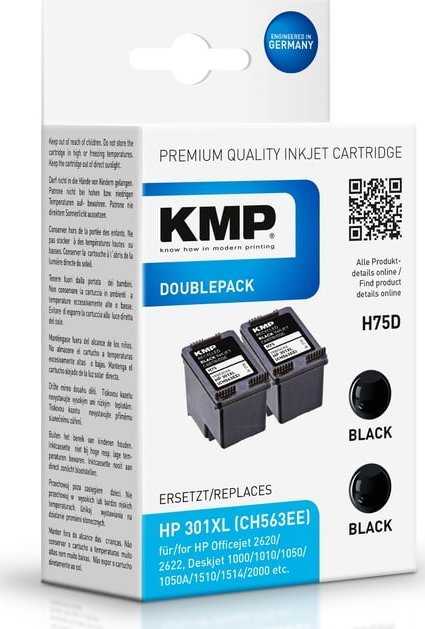 Tusz KMP Printtechnik AG KMP kasetė HP301XL DoublePack 2x480 puslapių juoda suderinama