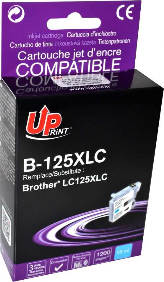 UPrint kompatybilny ink / tusz su LC-125XLC, B-125XLC, cyan, 1200s, 15ml
